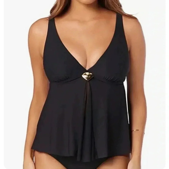 Amoressa by Miraclesuit Farrah Black Tankini Swim Top size 6 NWT - Picture 1 of 5